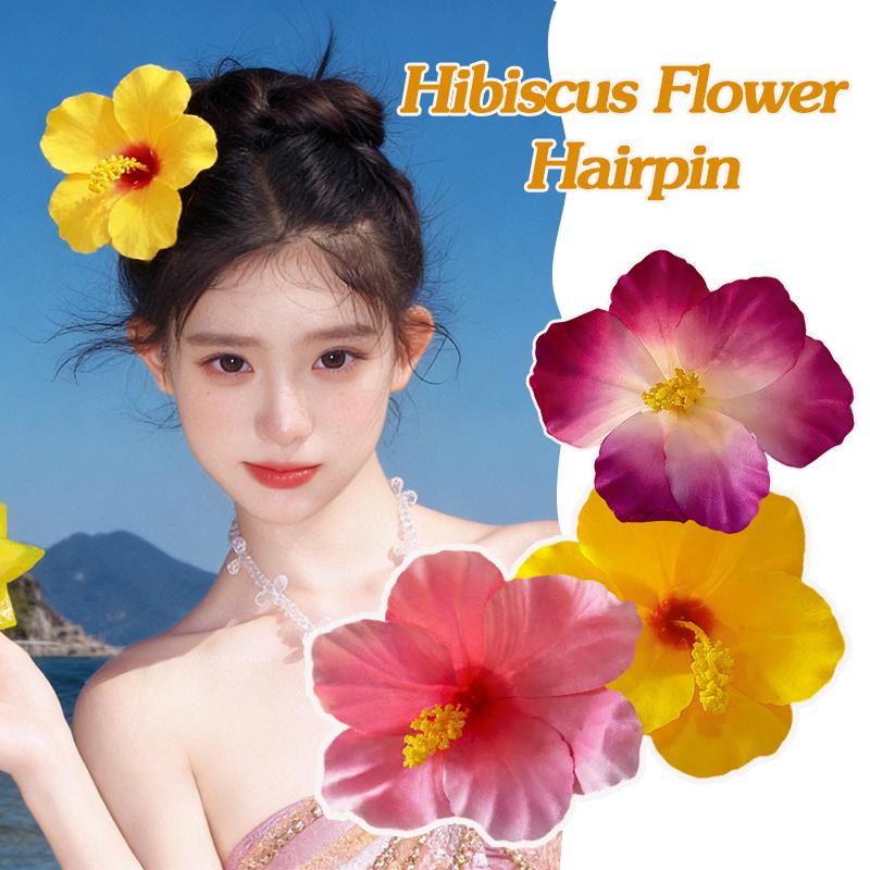 Horquilla de Flor de Hibisco Decoración de Cabeza de Flor para Vacaciones en la Playa Clip de Pelo de Flor Hawaiana Decoración para el Cabello de Viaje Decoración Bohemia