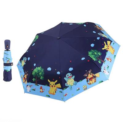 Kids Folding Umbrella Automatic Open Cartoon UV Protection Umbrella Compact Windproof for Girls Boys Women Travel