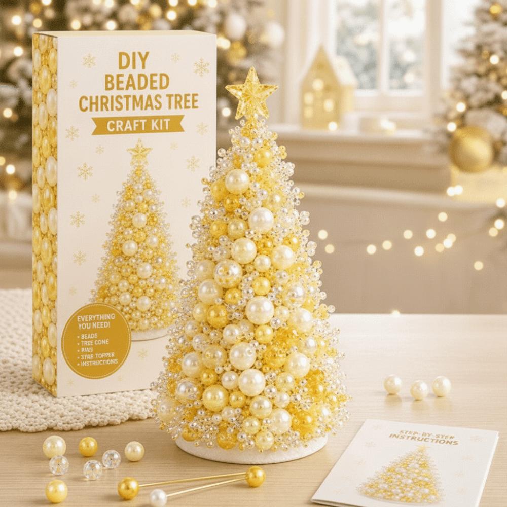 Multicolor Beaded Christmas Tree Kit PVC Glitter Personalized Bead Art Holiday Craft Project Easy to Assemble Creative Craft Set