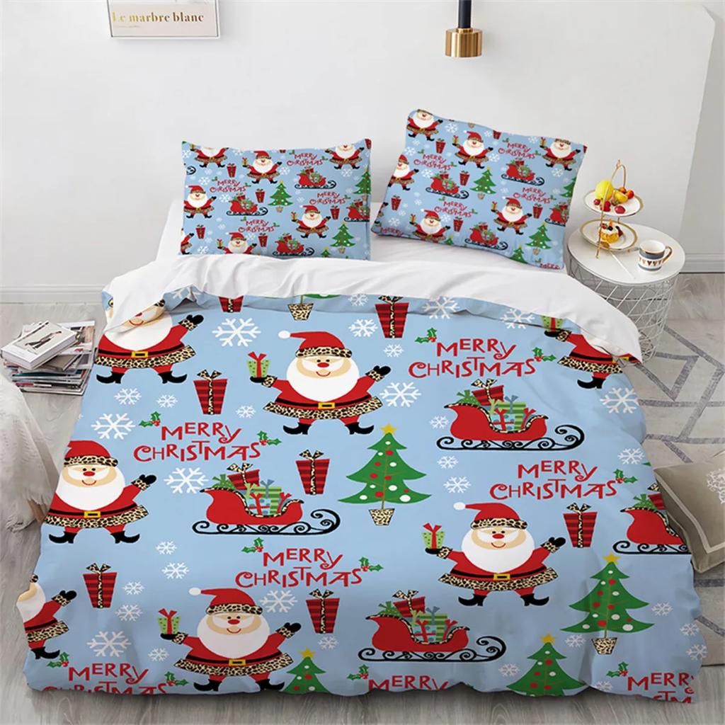 Christmas Cat Duvet Cover Merry Christmas Microfiber Cartoon Animal Santa Claus For Women Children Teen Gift Bedroom Decorations