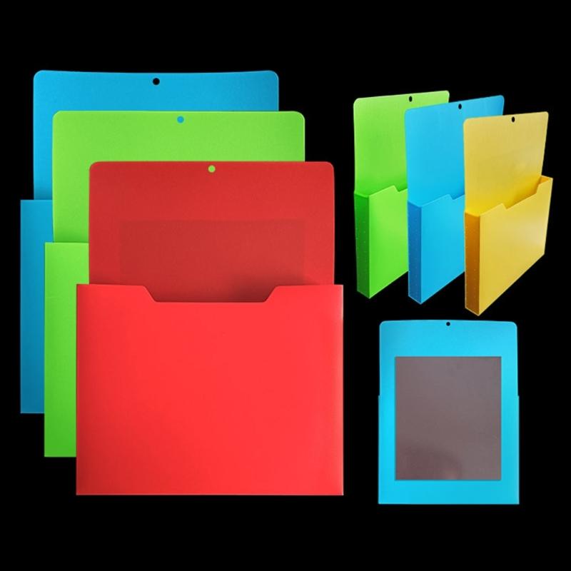 Magnetic Wall File Pocket for A4 Documents, Plastic File Paper Organiser Rack with Hanging Hole for Offices Desktop Metal Cabinet