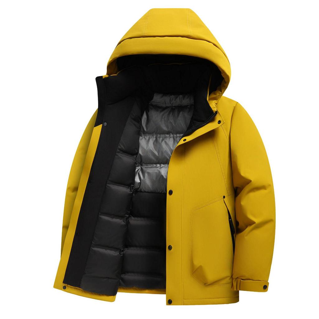 High Fill Power Men's Hooded White Duck Down Jacket - Trendy, Thickened, Cold Protection