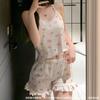 Summer New European and American Suspender Shorts Set Sexy Flower Women's Home Pajamas Outer Order