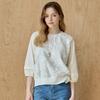 MAXZA Fringe Flower Embroidery 3/4 Sleeve Blouse T-Shirt
