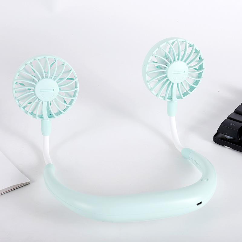 USB Rechargeable Neck-Hanging Sports Fan - Portable, Hands-Free Mini Fan 260*180mm зелёный