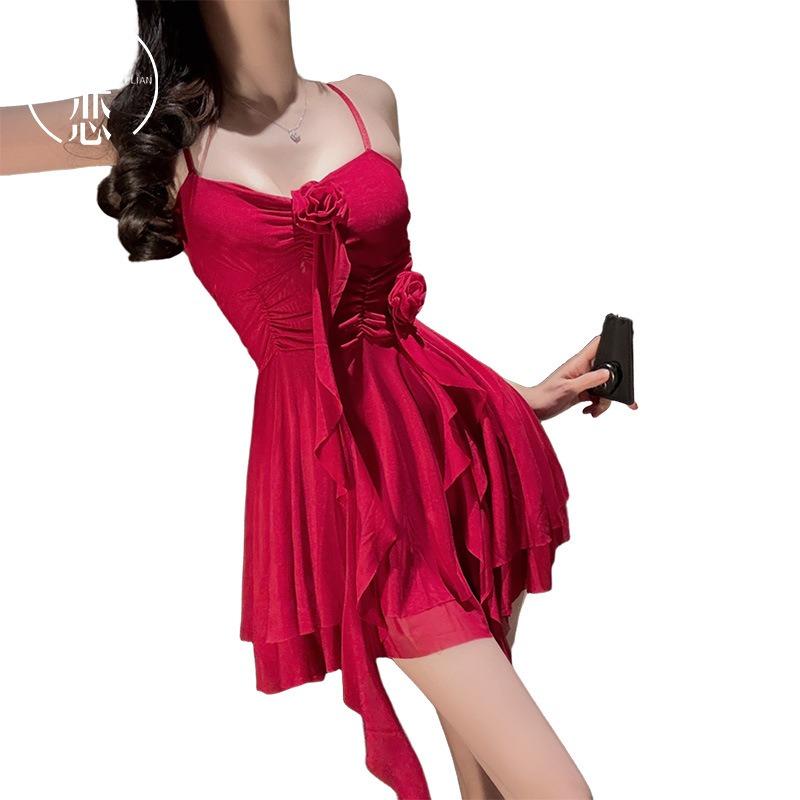 Sex Pajamas Women's Summer Sexy Mesh Temperament Suspender Skirt Women's Nightclub Fringed Dress Pure Sex Underwear
