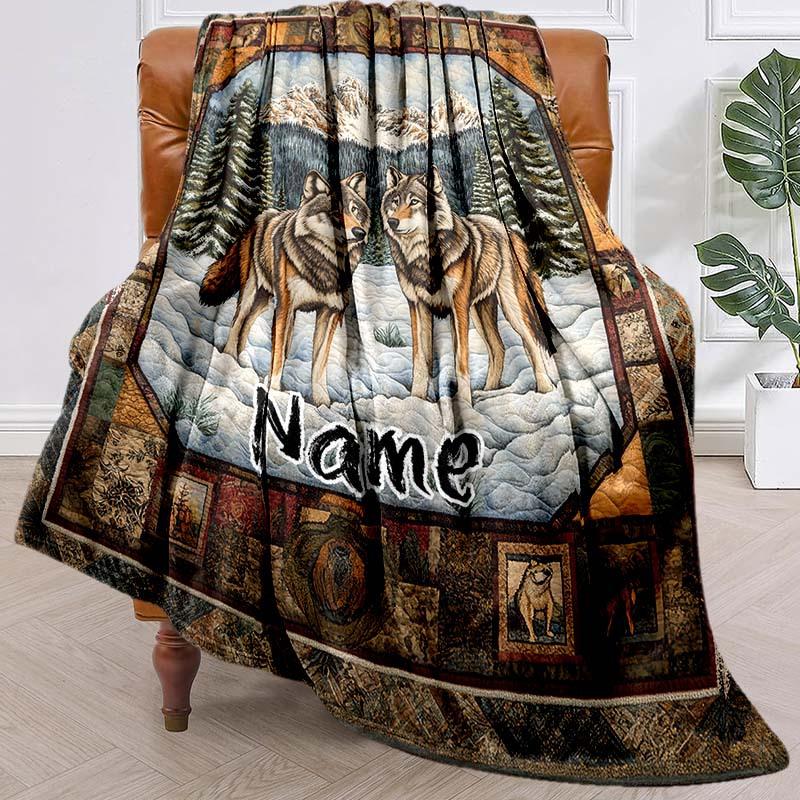 Wolf Feather Customize Your Name Blanket Used For Chair Office Sofa Bed Camping Soft And Warm Giving Friends And Relatives Birthday Graduation Gift