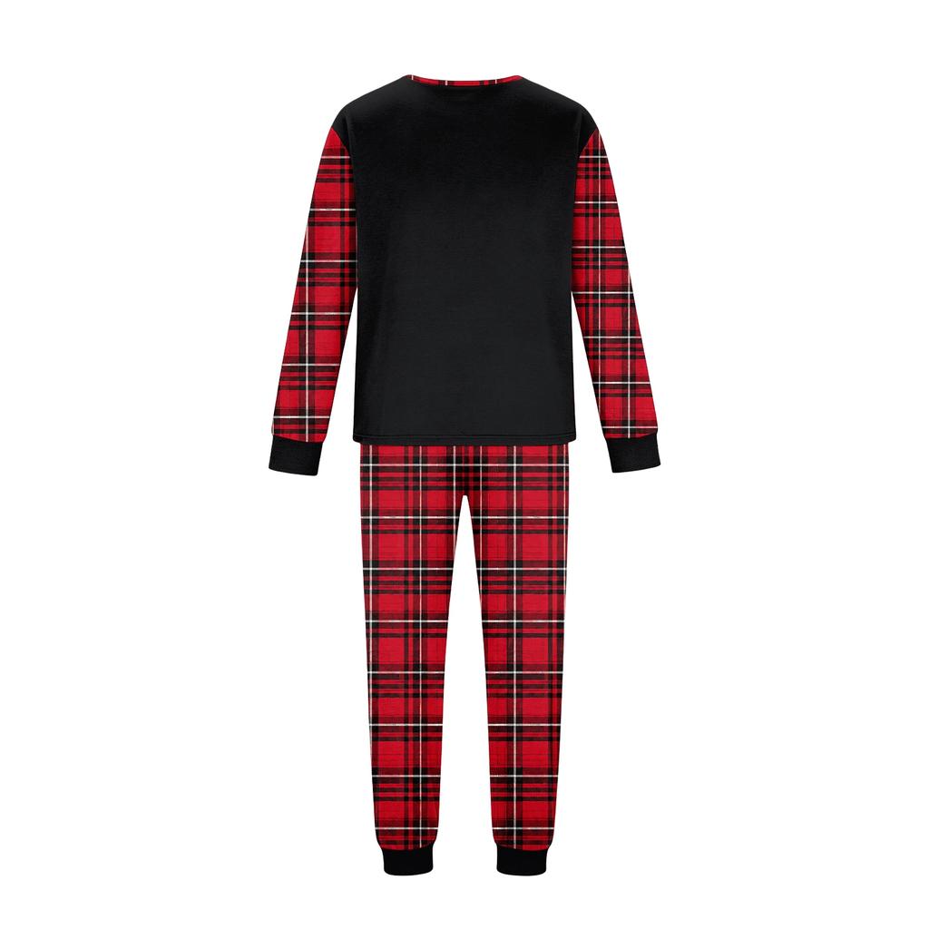 Matching Family Christmas Printed Set with Round Neck, Long Sleeve and Long Pants for Parent and Child