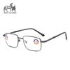 Fashionable Metal Square Frame Reading Glasses for Elderly Men - 100% Anti-Blue Light, Ready Stock
