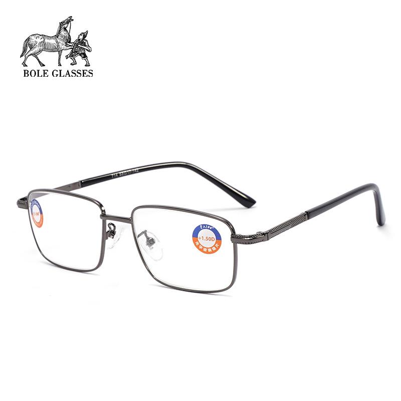 Fashionable Metal Square Frame Reading Glasses for Elderly Men - 100% Anti-Blue Light, Ready Stock