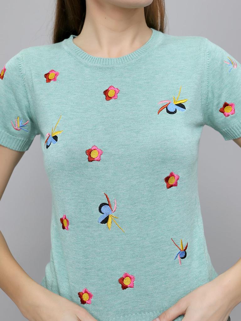 MONTE CARLO Women Regular Fit Sea Green Top