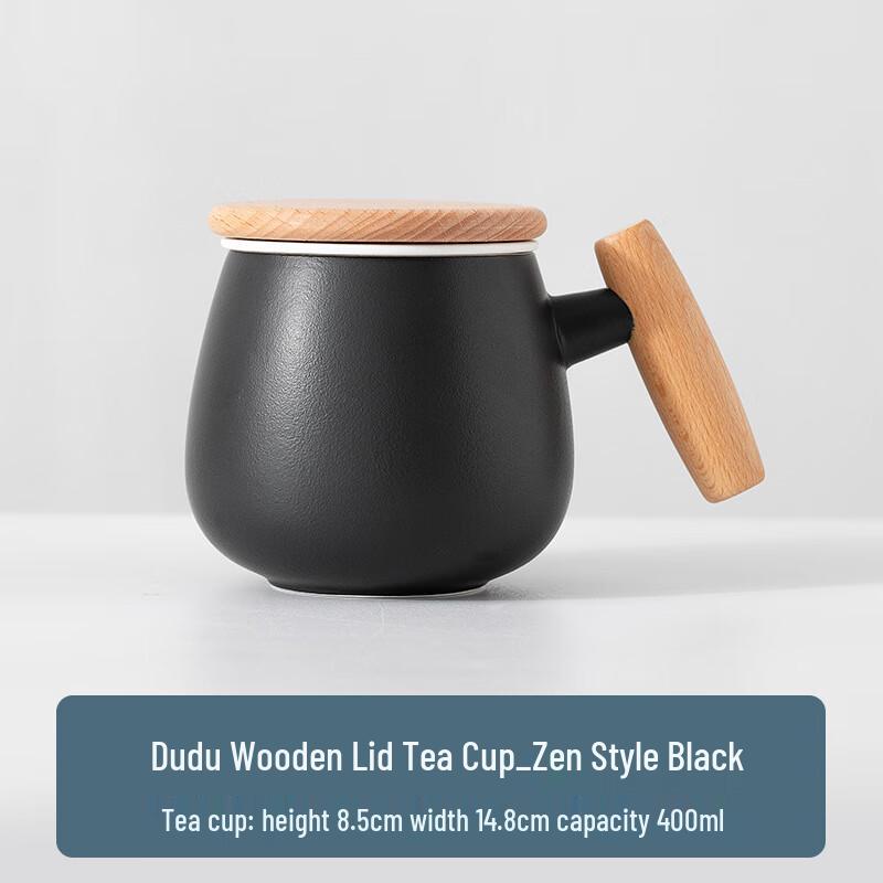 TLAKEHO Ceramic Tea Infuser Mug with Wooden Lid