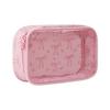 Růžová mašle Kosmetická taštička Přenosná kosmetická taštička s průhledným okénkem Cestovní kosmetický organizér na zip na služební cestu dovolenou
