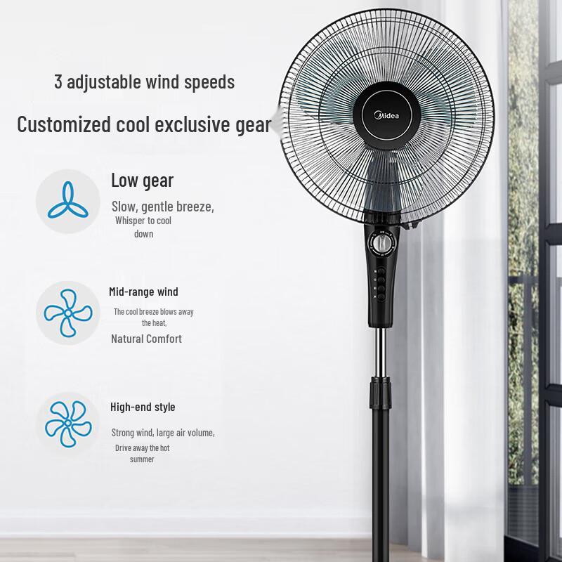 Midea 16-inch Standing Floor Fan CN Plug (adapter Included)