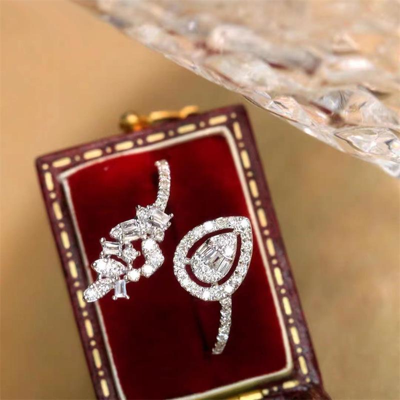 Elegant Korean-Style Adjustable Zircon Ring for Women – Shiny, Trendy Hand Jewelry Open Adjustable