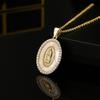 Neuankömmling Klassisches Design Jungfrau Maria Anhänger Goldfarbe Edelstahlkette Halskette AAA Zirkonia Epoxid Schmuck