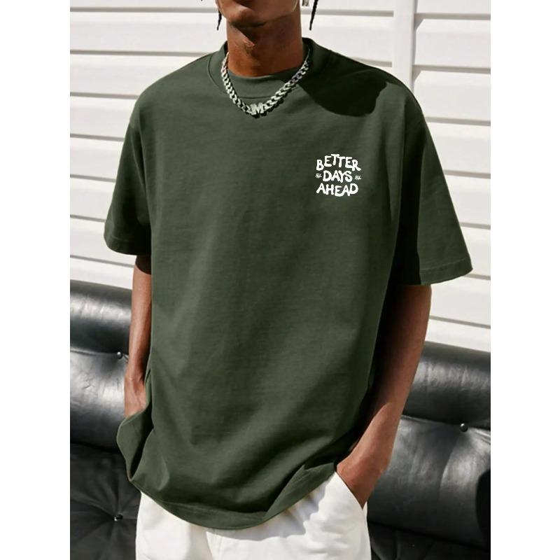 Bättre dagar framför oss Bokstavsgrafik Herr T-shirt O-ringad Casual Oversize T-shirt Mode Bomulls-Tee Kläder Sommar Lös T-shirt