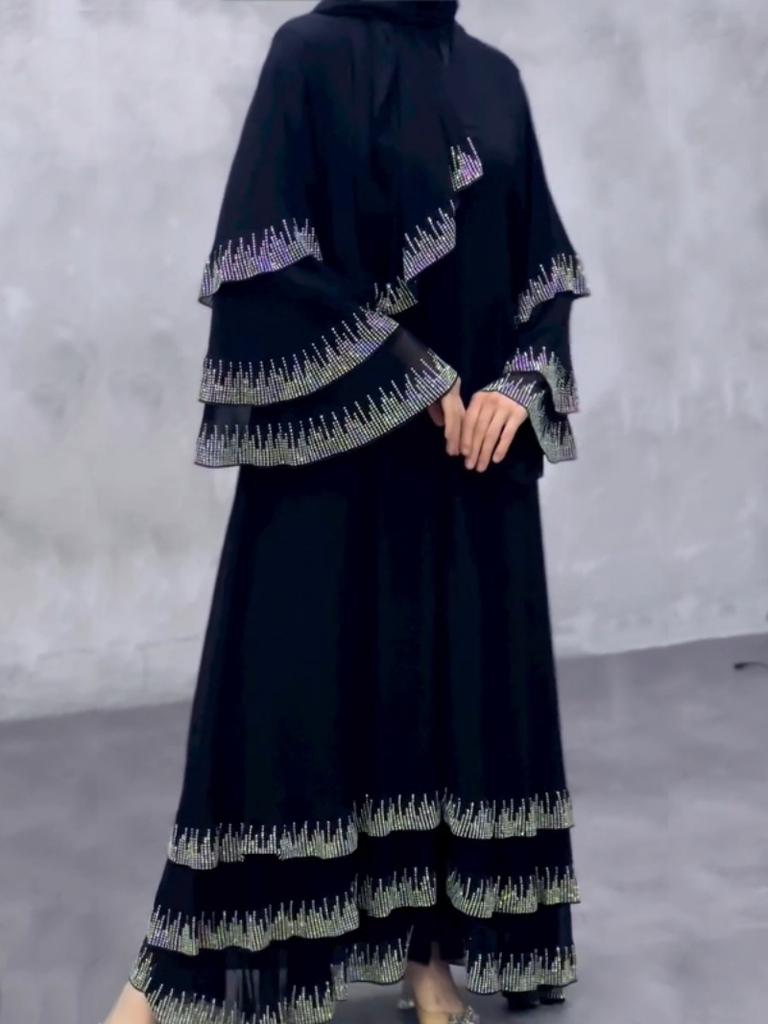 2025 autumn and winter new women's clothing hot diamond scarf robe dress