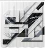 Black And White Shower Curtain, Modern And Geometric Polygonal Shapes With Marble Print Effect, Cloth Fabric Bathroom