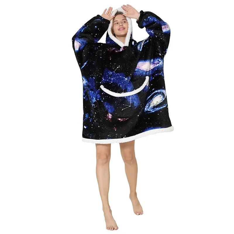 Warm Hooded Sherpa Blanket With Sleeves Ultra Soft Fleece Sweatshirt Throw Thick Winter Flannel Hoodie Blankets Home Textile