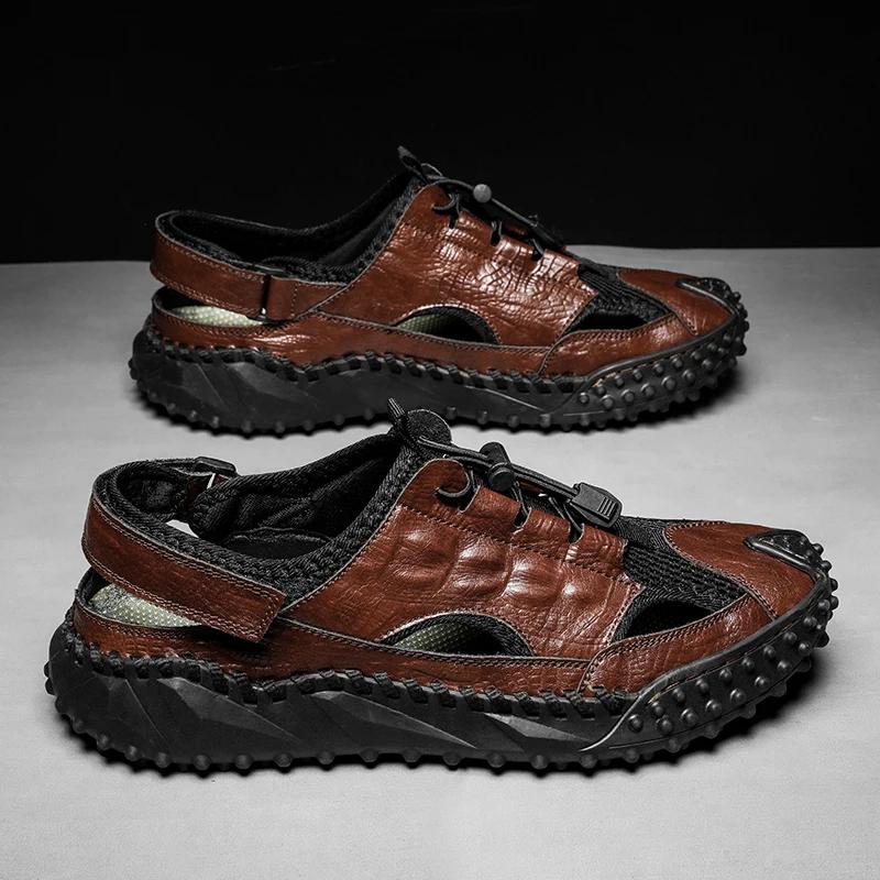 Men Sandals Genuine Leather Outdoor Summer Mens Causal Shoes Beach Sandals Man Fashion Casual Sneakers for Men