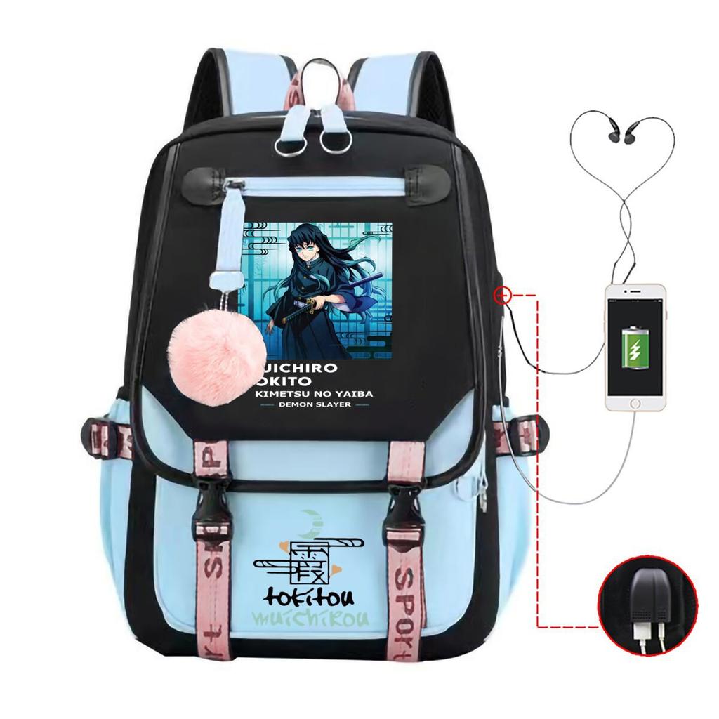 New Animation Schoolbag Children's Contrasting Colors Neutral Printed Primary and Secondary School Students Leisure Backpack with USB Port