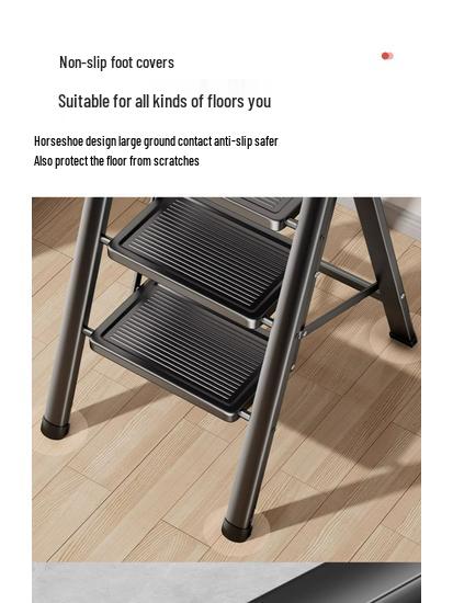 Household Folding A-Frame Ladder: Thickened 3-4 Step Indoor Stool with Widened Steps