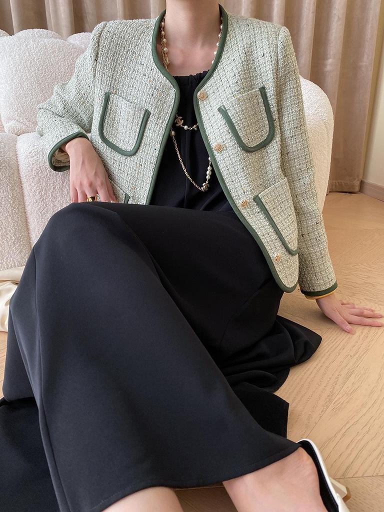 Sinan High-End Französisches Kordelzug Neckholder Herbst/Winter Kleid SN4011