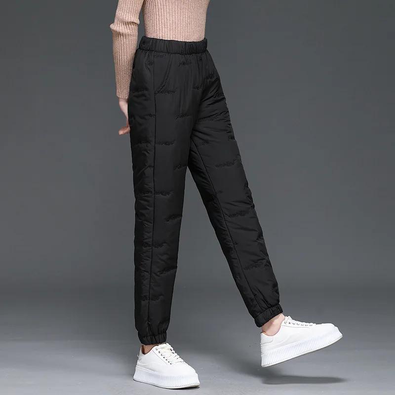 Fashionable Lightweight Downcotton Wadded Trousers For Women Winter Straight-leg Pants Loose-fit Slimming Warm Pants