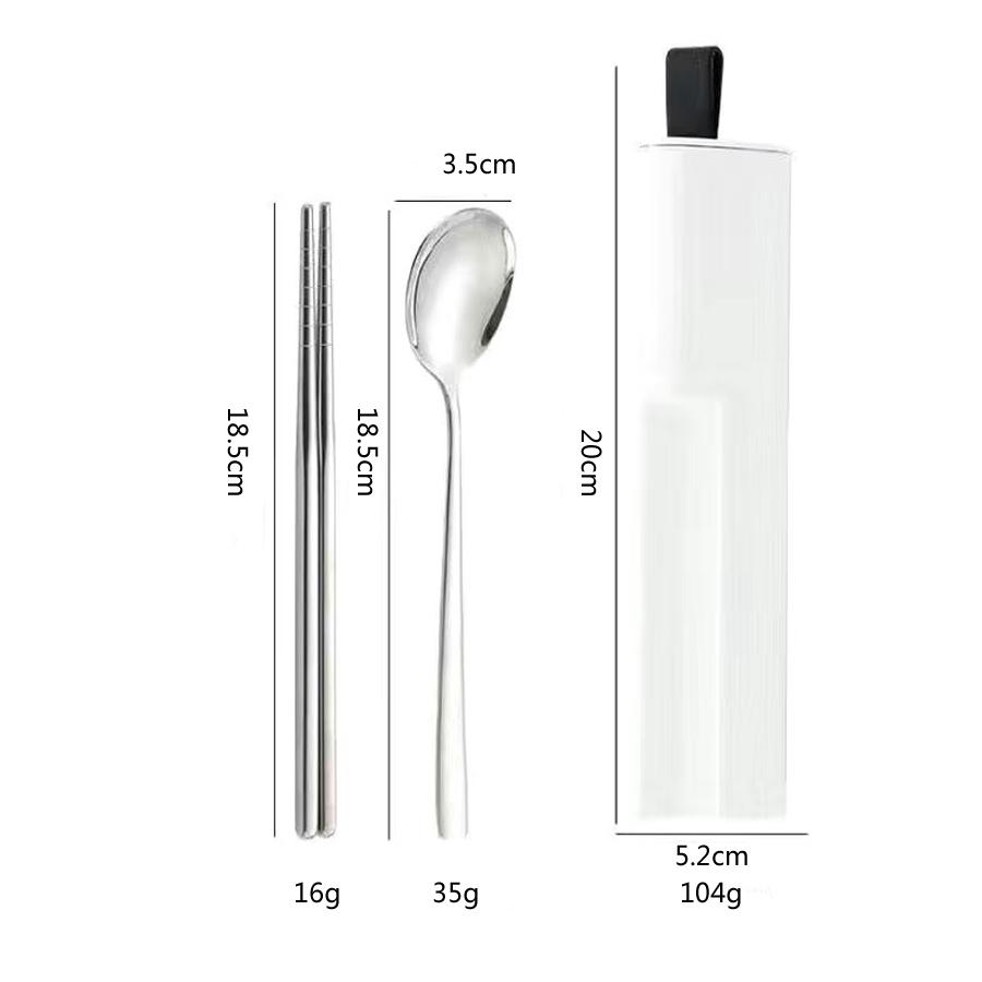 3Pcs/2Pcs Portable Tableware Stainless Steel Spoon Fork Chopsticks with Storage Box Lunch Travel Kitchen School Cutlery Set