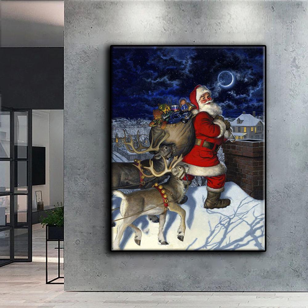 Popular 5D Diy Cross Stitch Christmas Tree Santa Snowman Painting Full Drill Cross-Stitch Crafts Kit Wall Sticker Home Decor