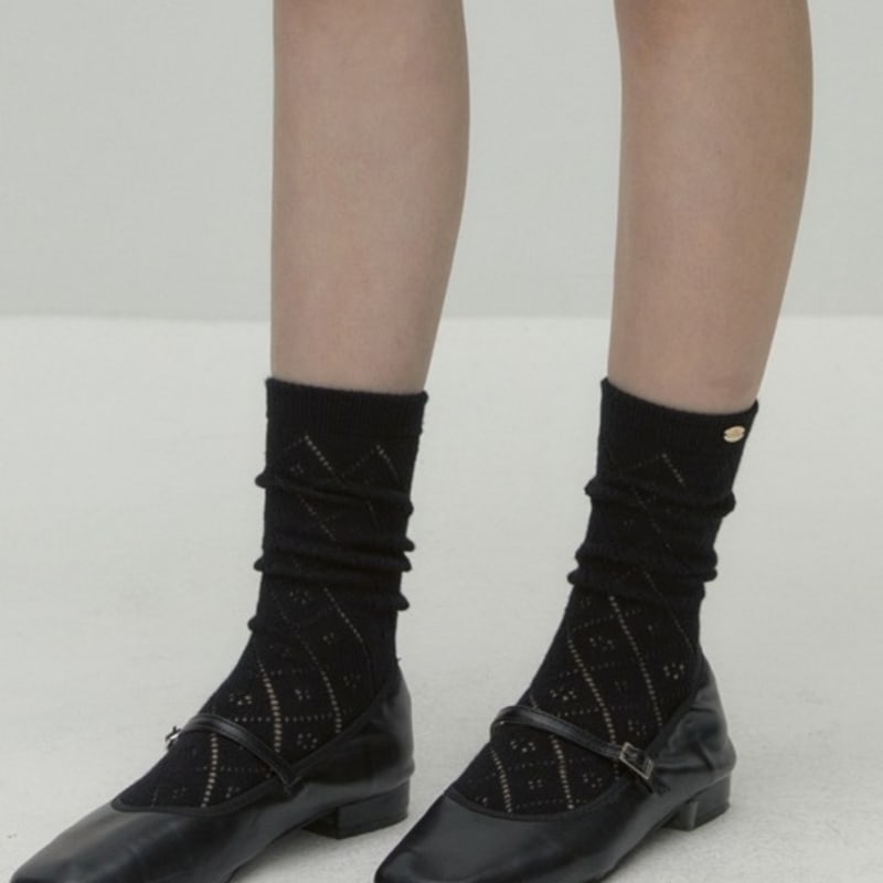 DEPOUND Lace Argyle Socks - Black