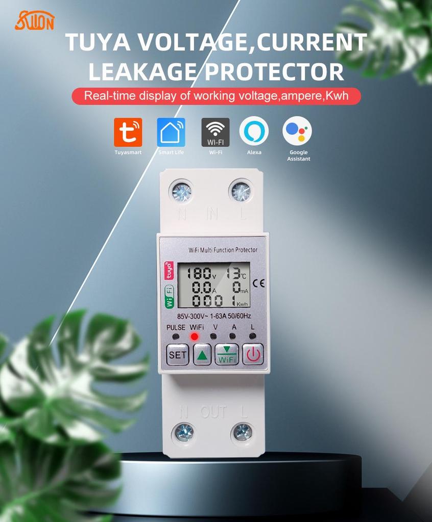 WiFi Smart Circuit Breaker with Over/Undervoltage Protection, Tuya App Control, Auto Reclosing, and Prepayment Electric Meter.