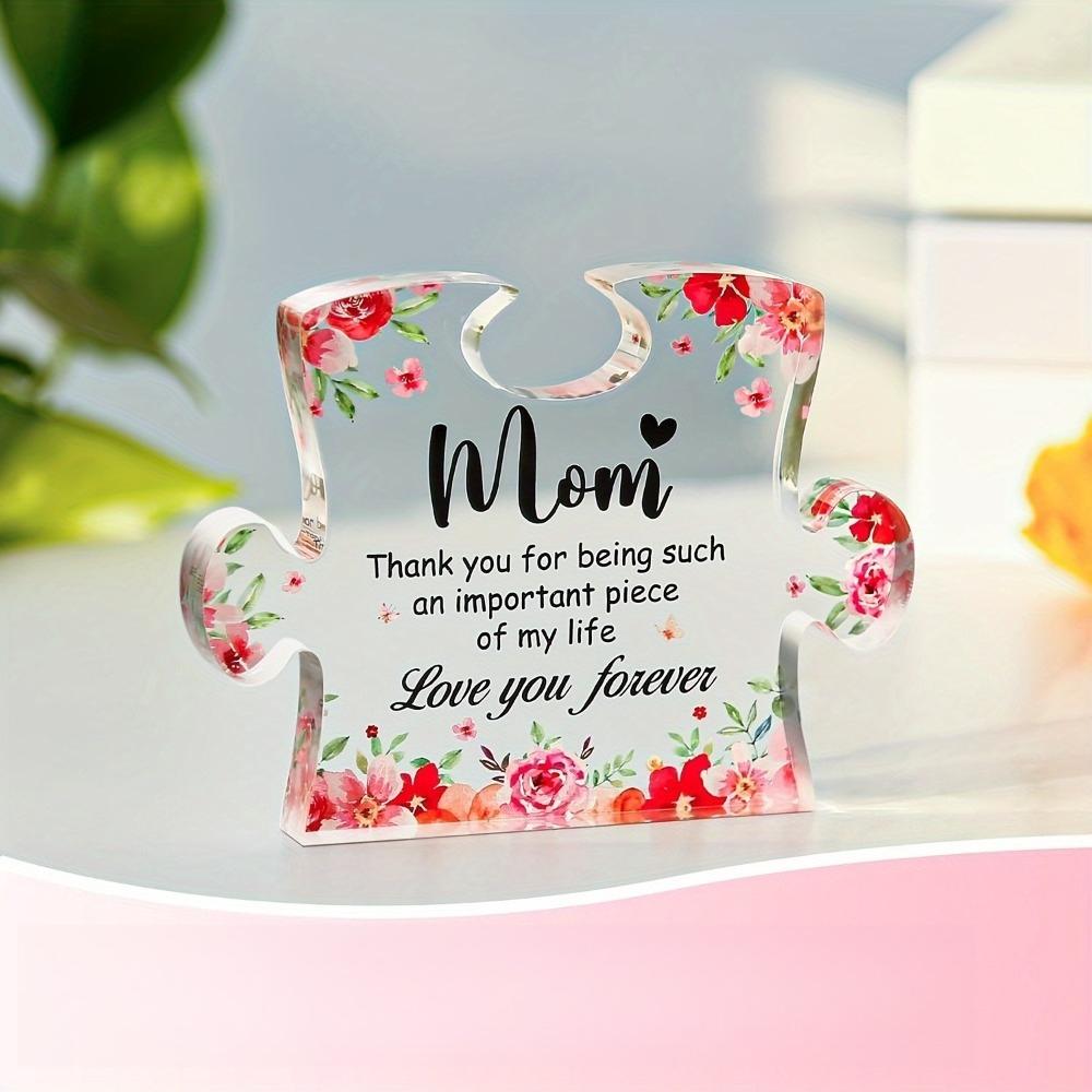 Art Deco Puzzle Piece Plaque with Floral Design - Collectible Figurine for Mom, Love & Appreciation Message, Ideal for Mother's Day, Thanksgiving, Val