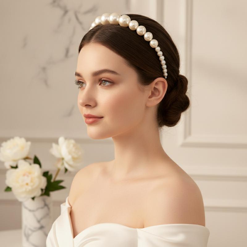 New Pearl Headbands Sweet Tiara Hairband Simple Pearl Handmade Braided Hairband Fashion Women Hair Accessories