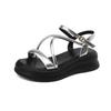 New women's platform sandals buckle summer round head casual size sandals rubber soft sole beach sandals women