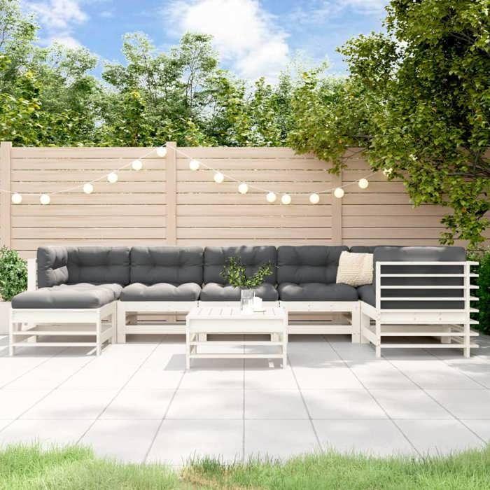 VidaXL Salon de Jardin avec Coussins 8 pcs, Canapés avec Dossier et Accoudoir, Ensemble de Meubles avec Table Basse Patio 3185858