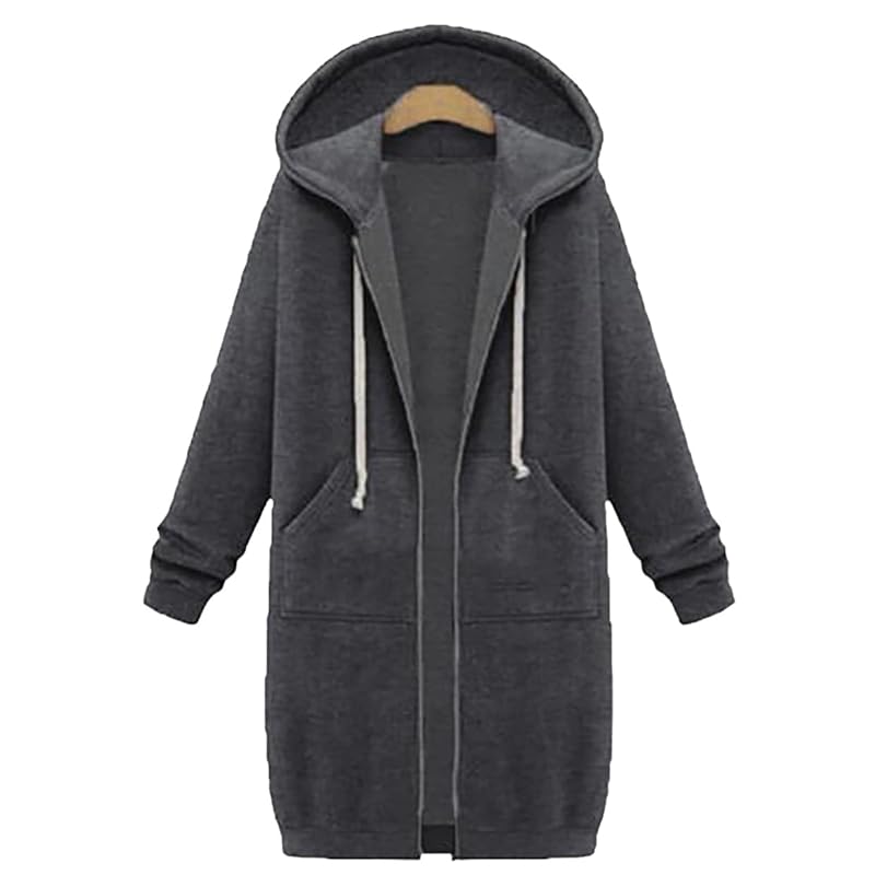 

[big Rough] tops hoodie outer Big silhouette over- size hood long height Fleece lining ladies (D gray, M)