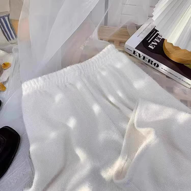 Women's Petite Soft Mink Cashmere Wide-Leg Lazy Casual Pants