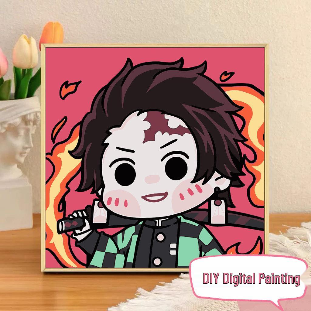 Kit Pittura ad Olio Digitale Anime Demon Slayer Fai da Te per Bambini