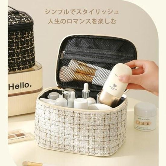Cosmetic Pouch Large Capacity Makeup Larger Size Wide Opening Design Handbag Type Travel Use Storage Convenient Carrying.