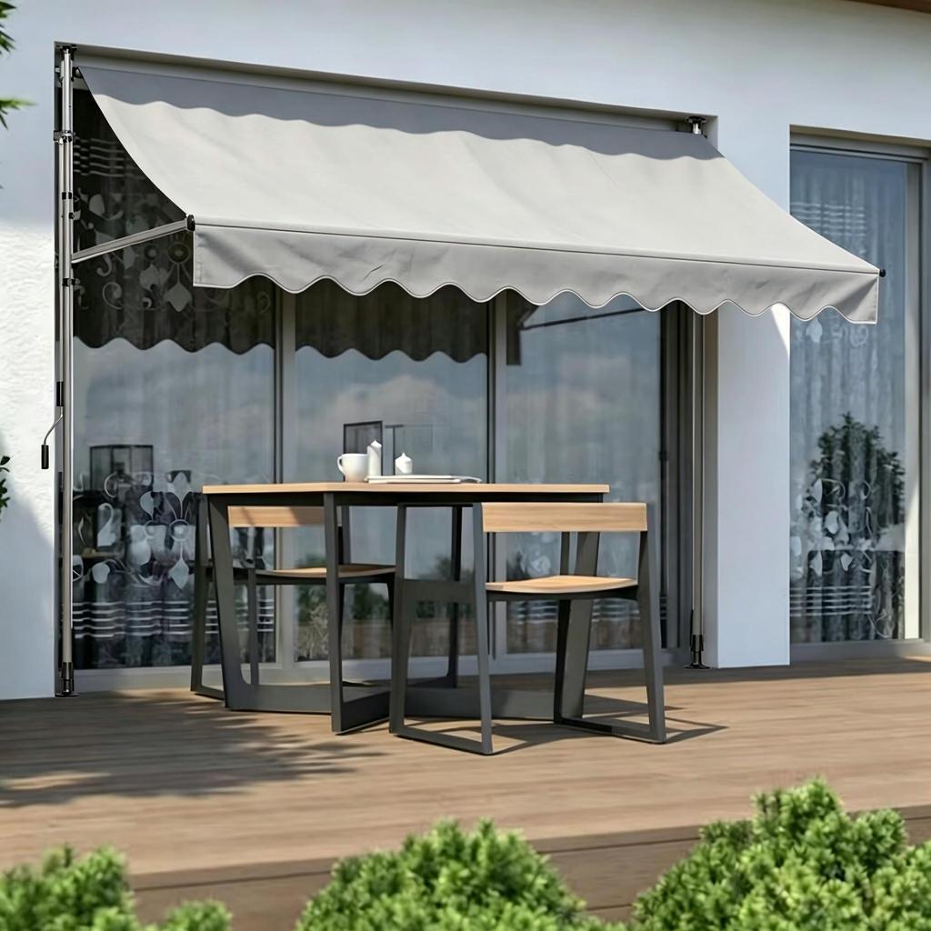 Folding Retractable No-Drill Sunshade: Hand-Crank Balcony & Shop Canopy