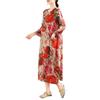 2025 Retro Printed Round Neck Long Sleeve Patchwork Dress Women
