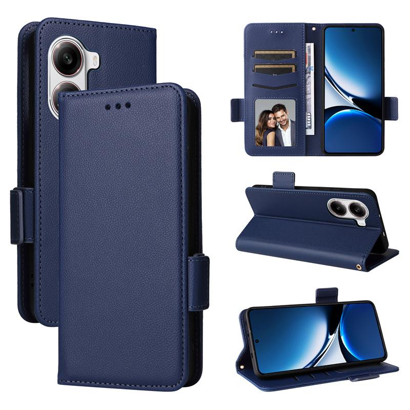 Für Poco X7 Pro 5G Seitliche Schnalle Litschi-Muster Brieftasche Lederhülle für Poco X7 Pro 5G Geldbörse Magnetische Handytaschen