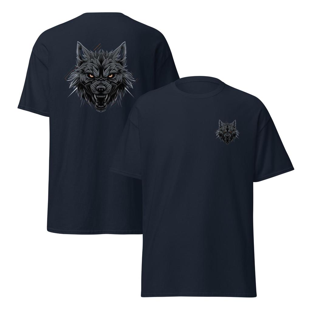 Fierce Roaring Wolf Head T-Shirt Geometric Tribal Growling Lobo Art Aggressive Animal Spirit Graphic Tee Wolf Pack Alpha Gift