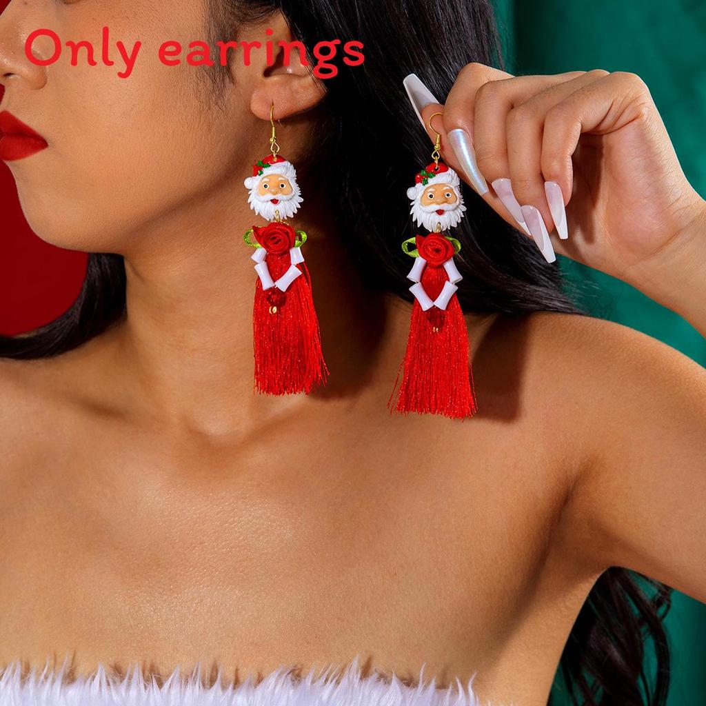 

Holiday Party Earrings With Santa Bell Motif And Acrylic Finish For Women Style A
