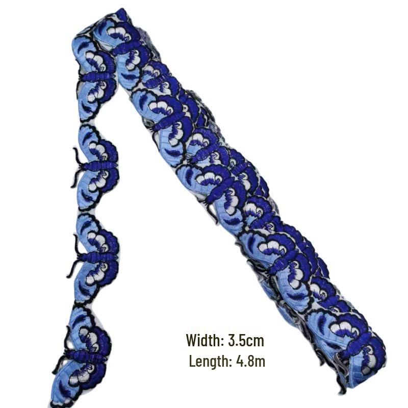 

Hand-Cut Ethnic Butterfly Embroidery Lace Trim for Hanfu Sewing.