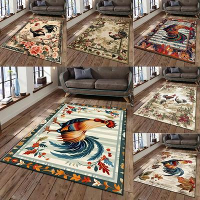 Teppich im amerikanischen Stil mit großem Hahn für Wohnzimmer, rutschfest, leicht zu reinigen, Sofateppich, Couchtischteppich, Haushalts-Schlafzimmer-Bettvorleger