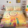 Dreamcatcher Duvet Cover Set Colourful Feather Flowers Sunset Background King Queen Size Comforter Cover for Girls Bedding Set
