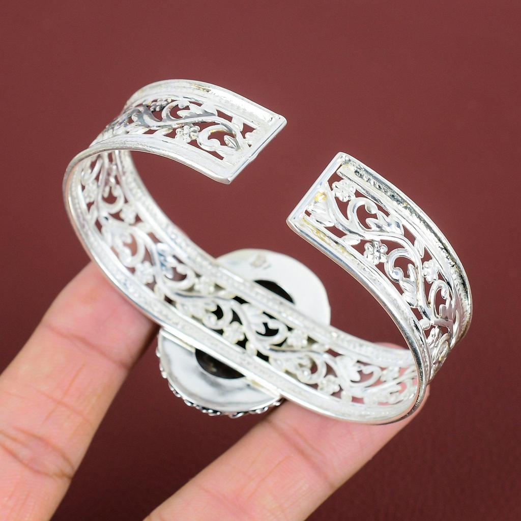 Bransoletka z skamieniałością amonitu i kamieniem szlachetnym Srebro Sterling 925 Regulowana Bransoletka Unikalna Biżuteria Ręcznie robiona Bransoletka Prezenty Dla Niej Zupełnie Nowa Bransoletka